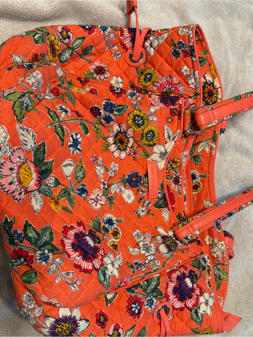 Vera Bradley Quilted Floral Tote in Coral